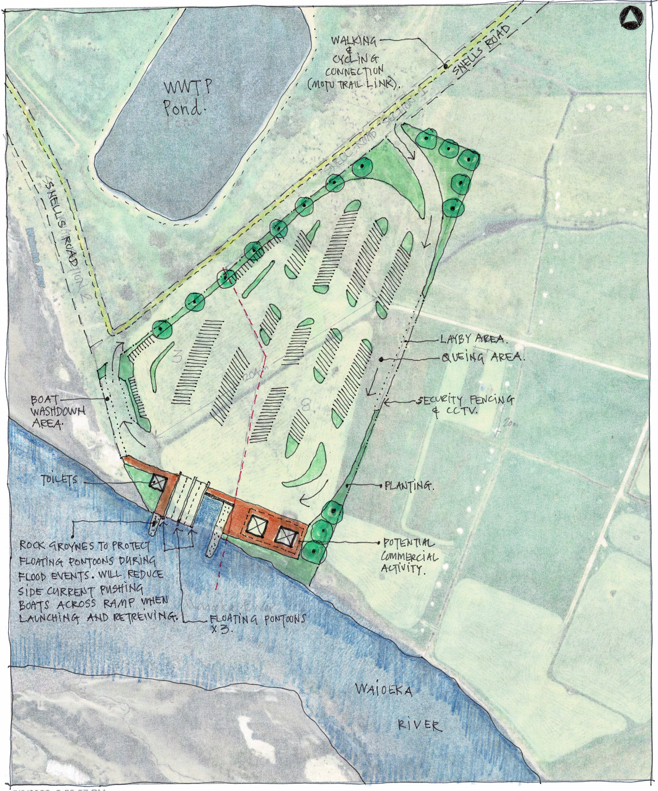 Graphic of stage 2 plans for development of a wharf at Snell Road Opotiki
