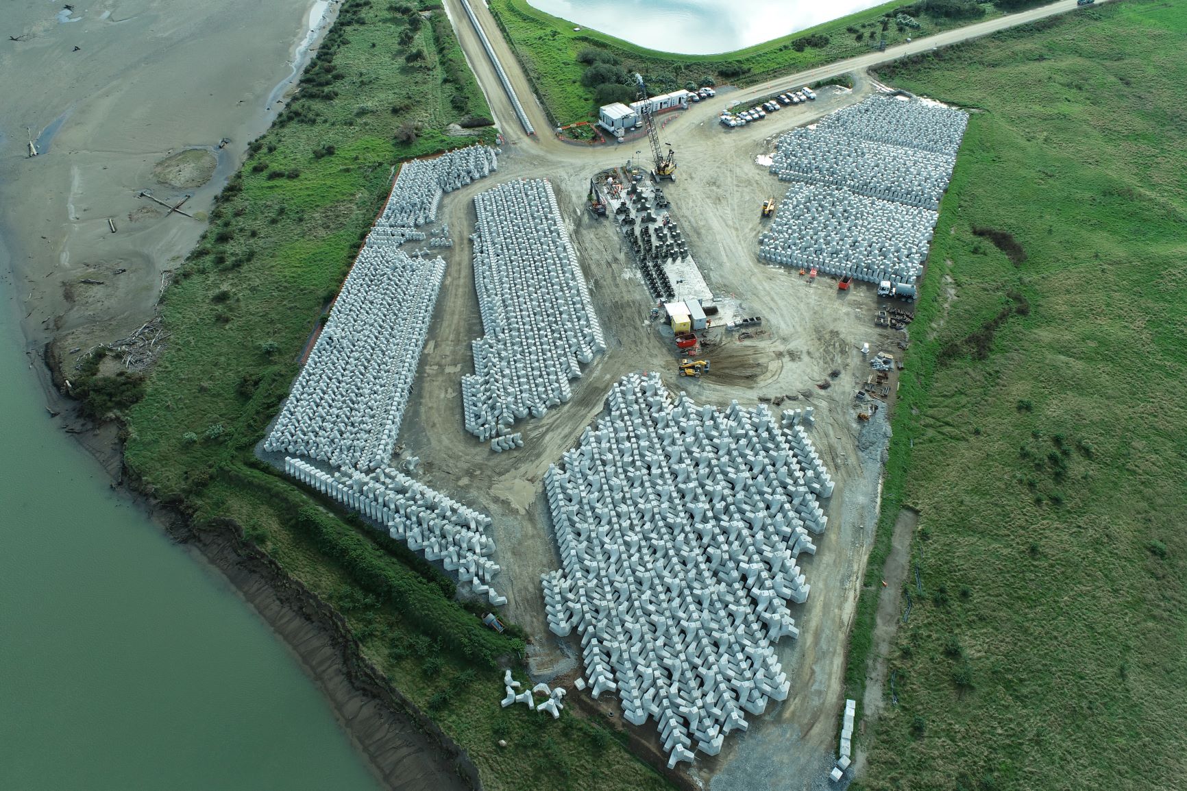 Image of hanbars at harbour development site July 2021