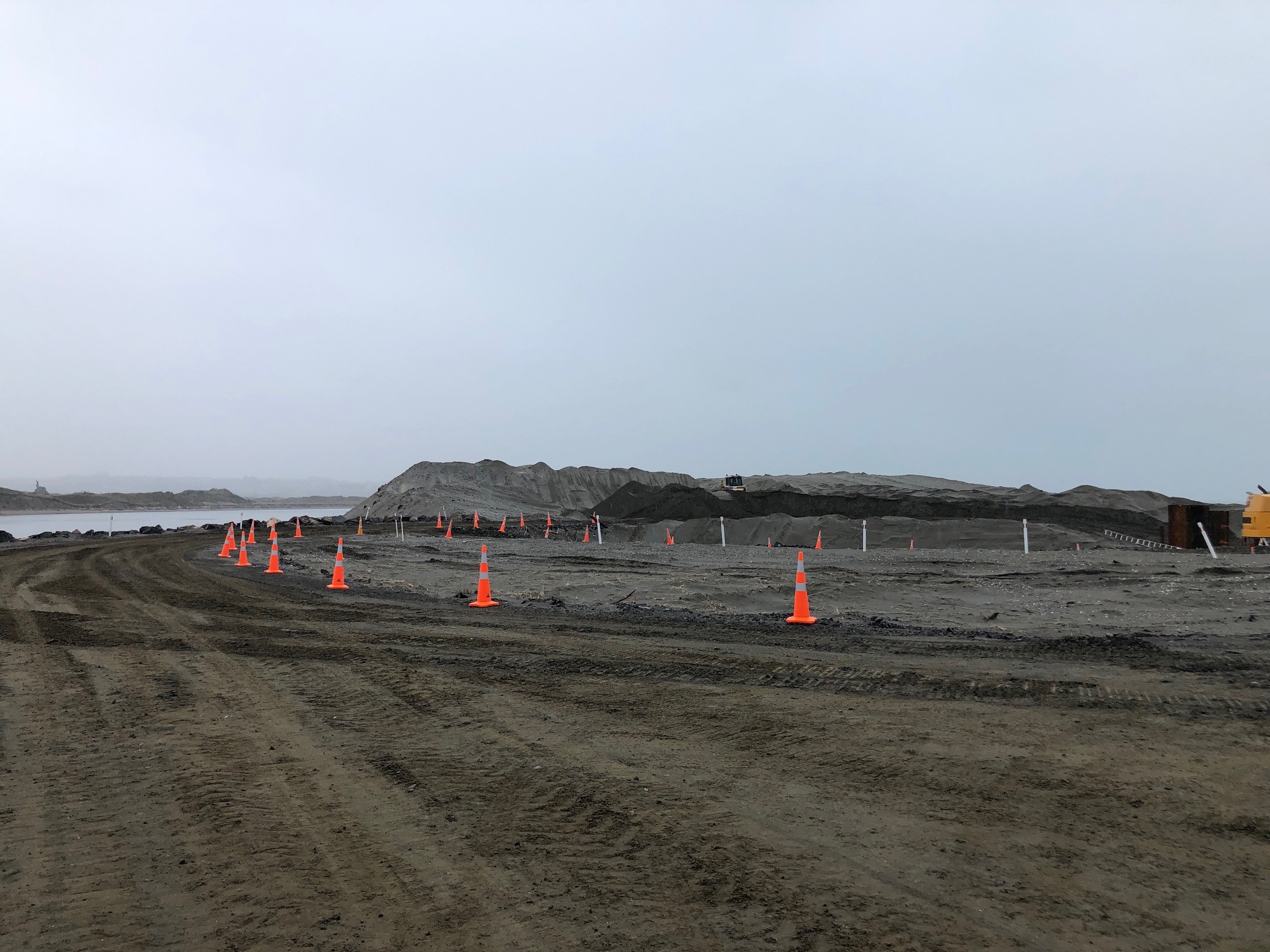Photo of the sand pile at the Ōpōtiki Harbour Development site