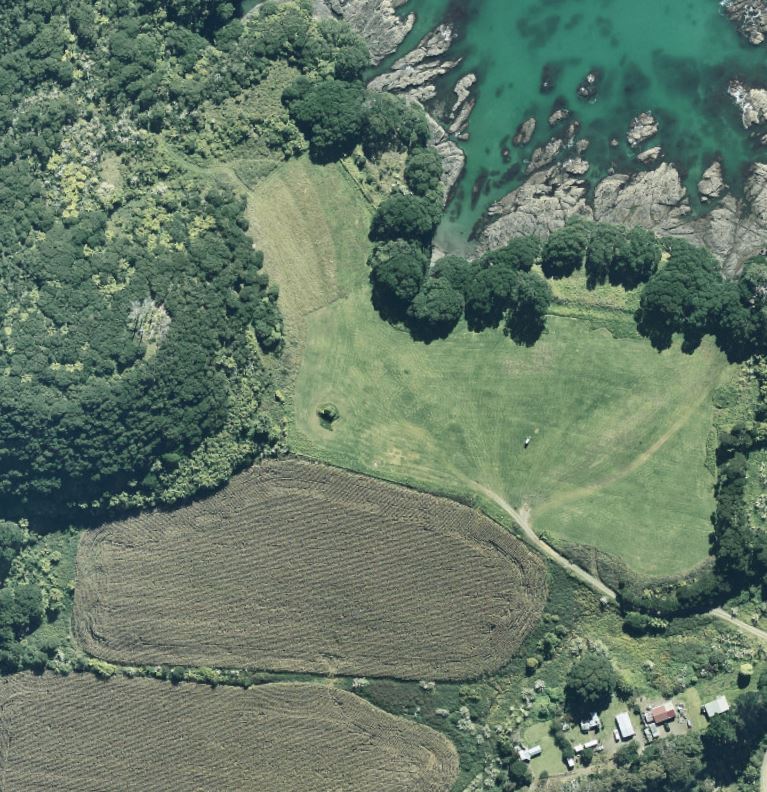 Aerial image of Hoani Waititi Memorial Reserve in Omaio