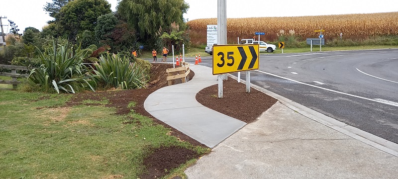 Section of new footpath in Te Kaha