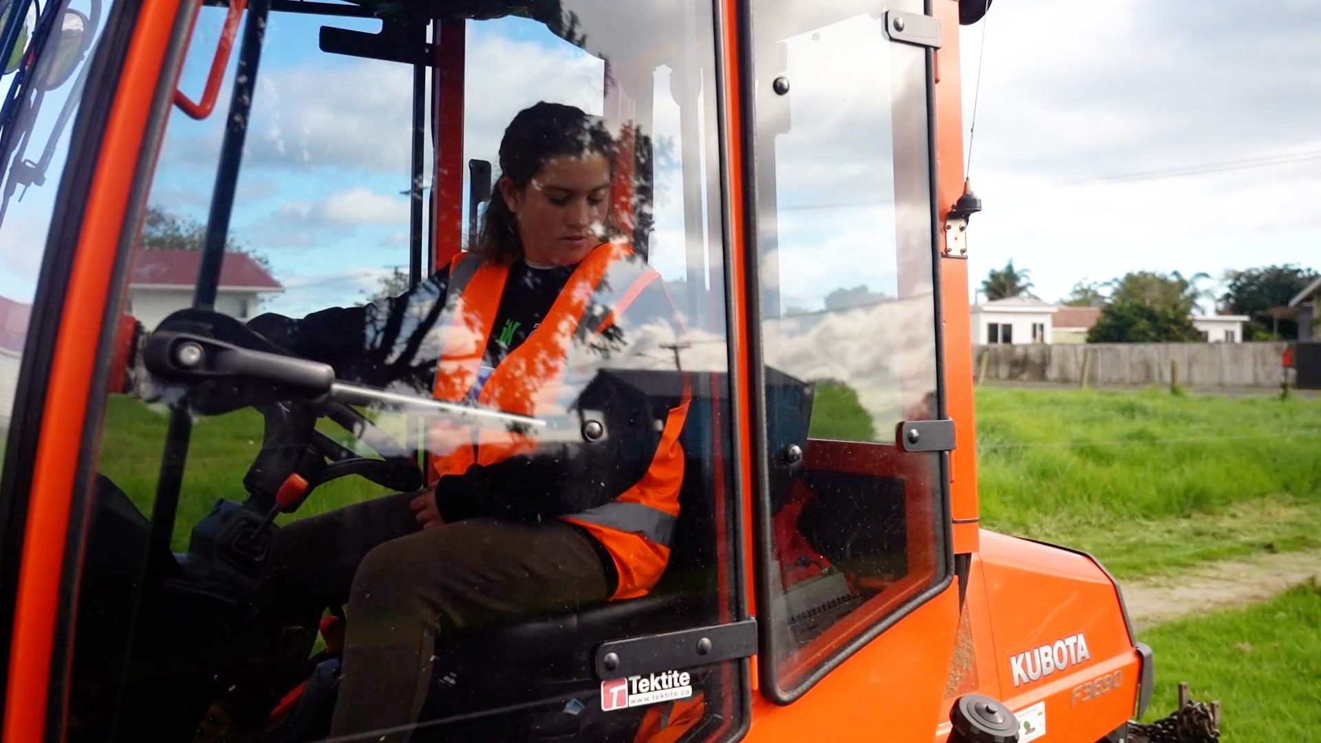 Parks and Reserves Cadet, Rhiannon, driving the mower